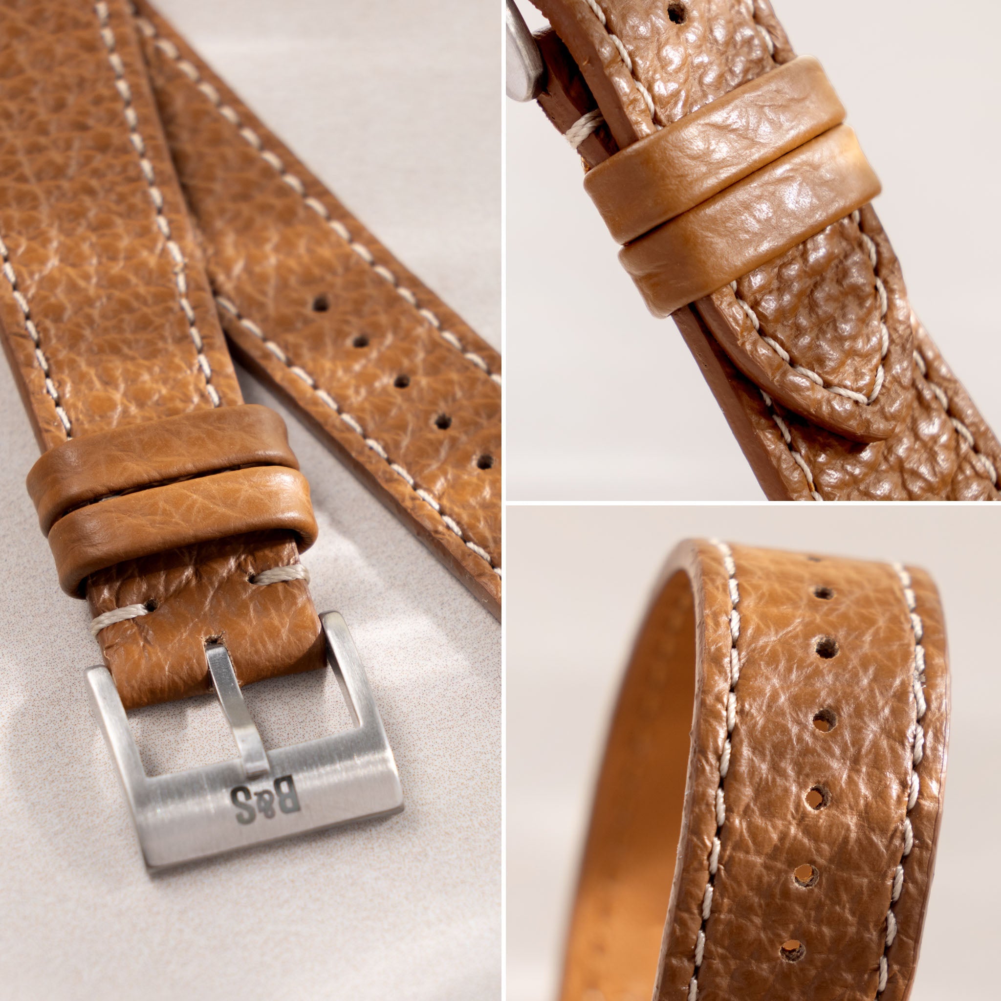 Grained Brown Leather Watch Strap