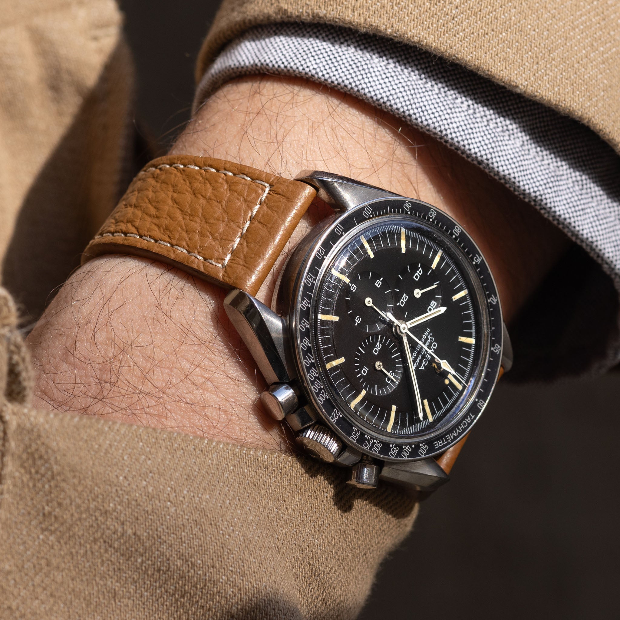 Grained Brown Leather Watch Strap