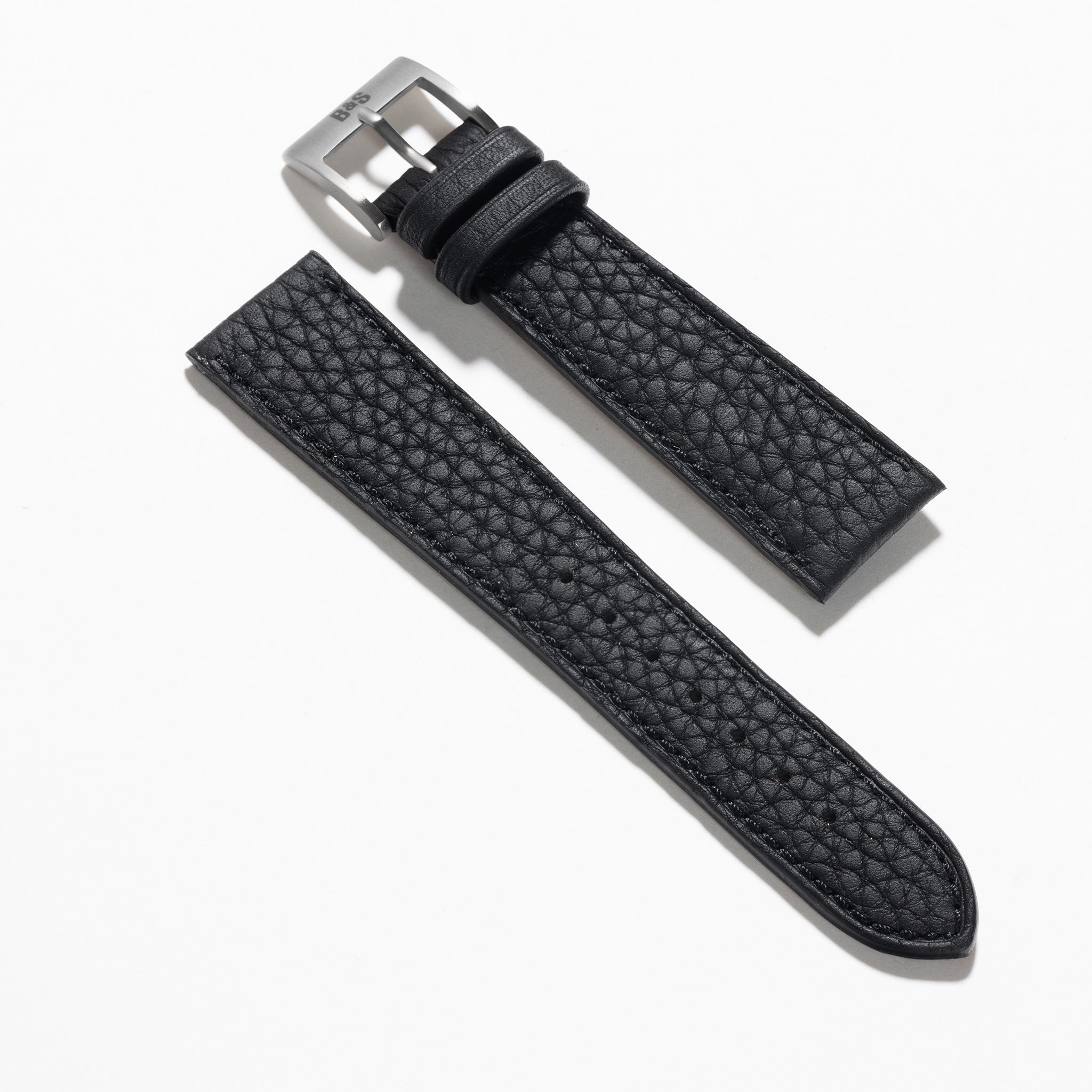 Noir Taurillon Leder Uhrenarmband Slim